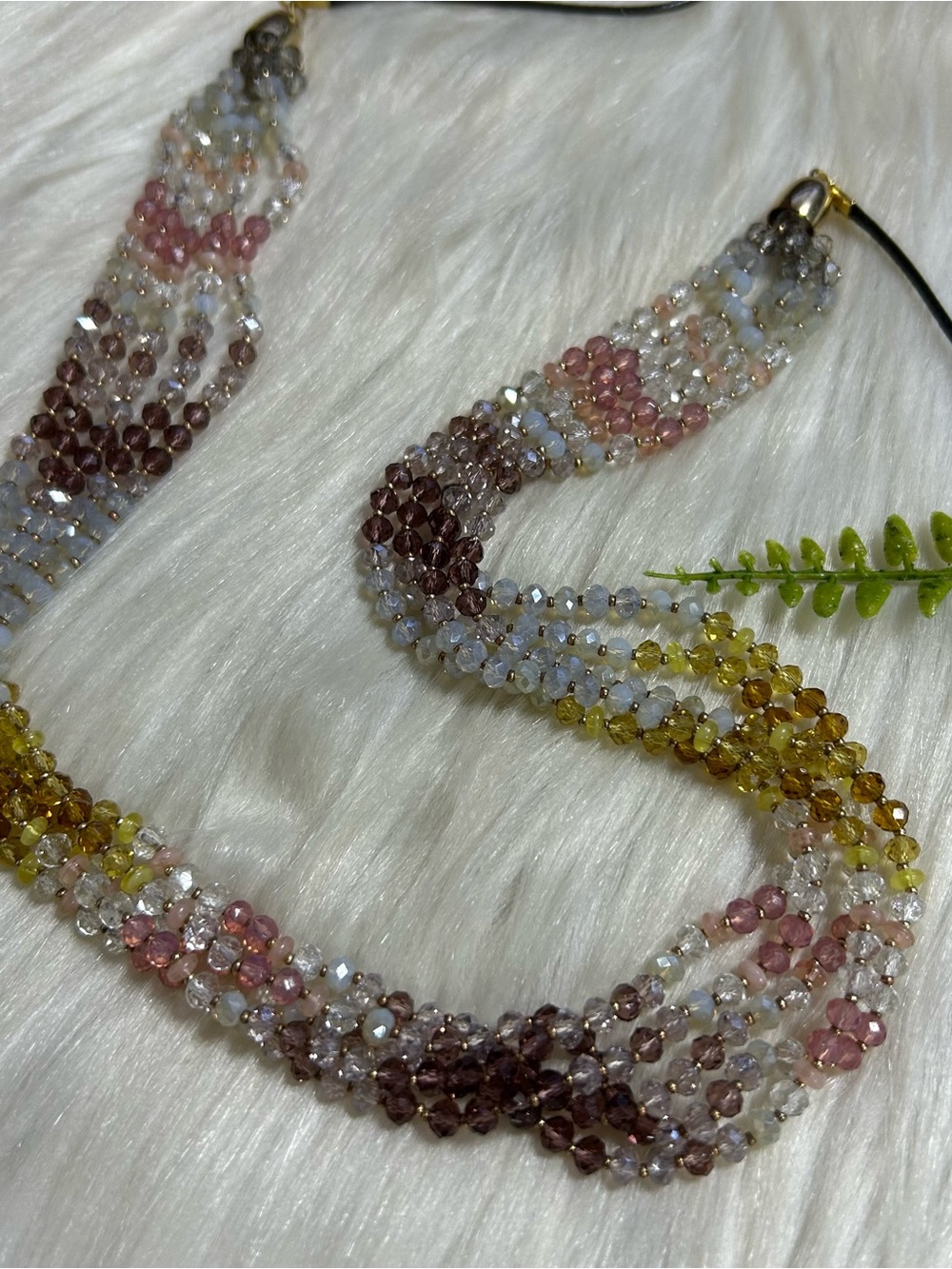 Multi color layered glass bead necklace